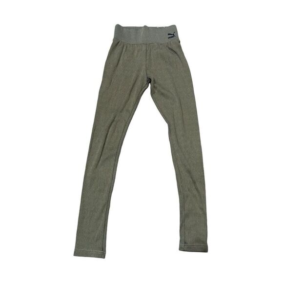 Puma Ribbed Gold Workout Athletic Leggings Tights Size S - Picture 3 of 9